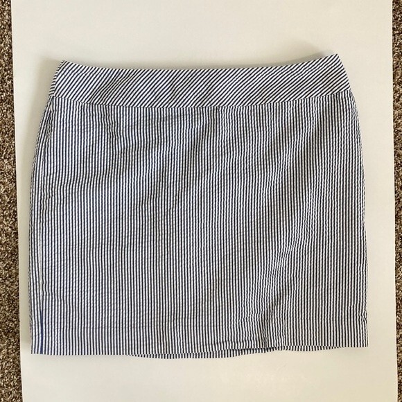 LLBEAN Blue White Searsucker Summer Mini Skirt Size 10 - Picture 3 of 8
